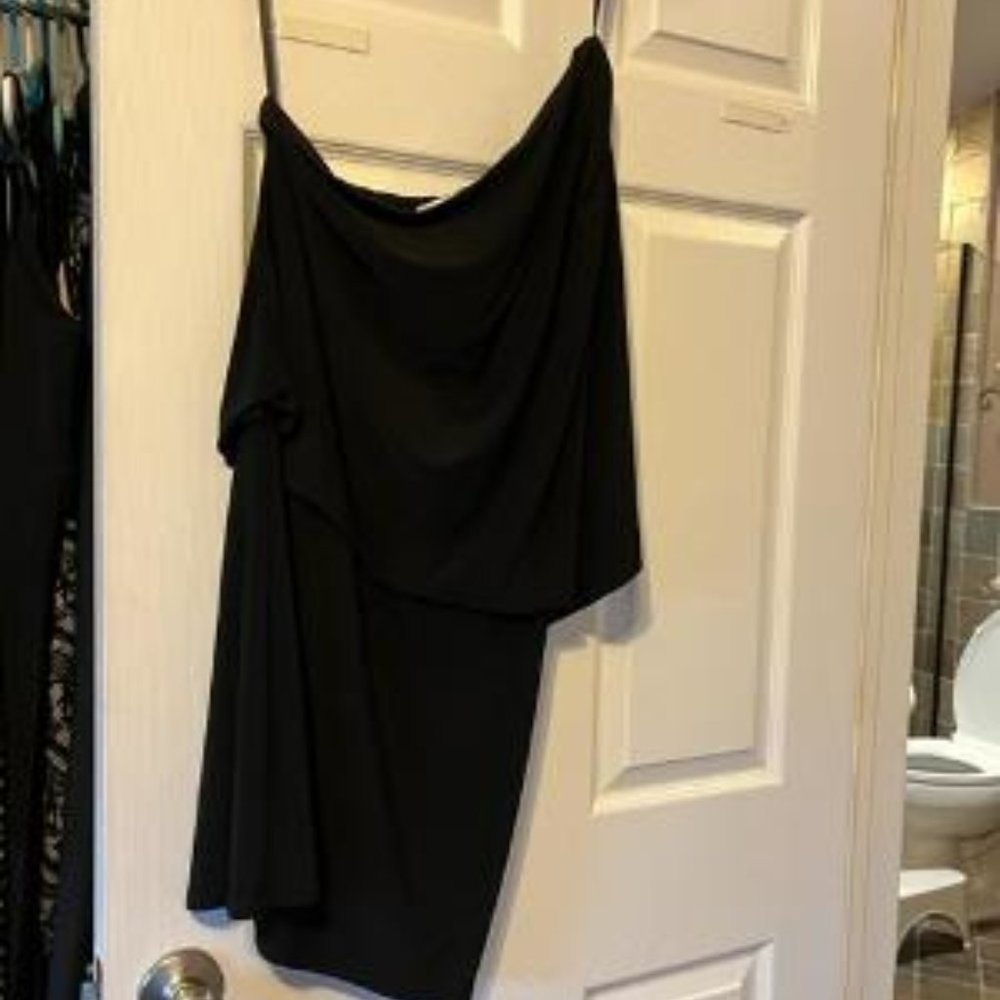 Black Dressy Dress, Jessica Simpson, One Shoulder, Size Medium